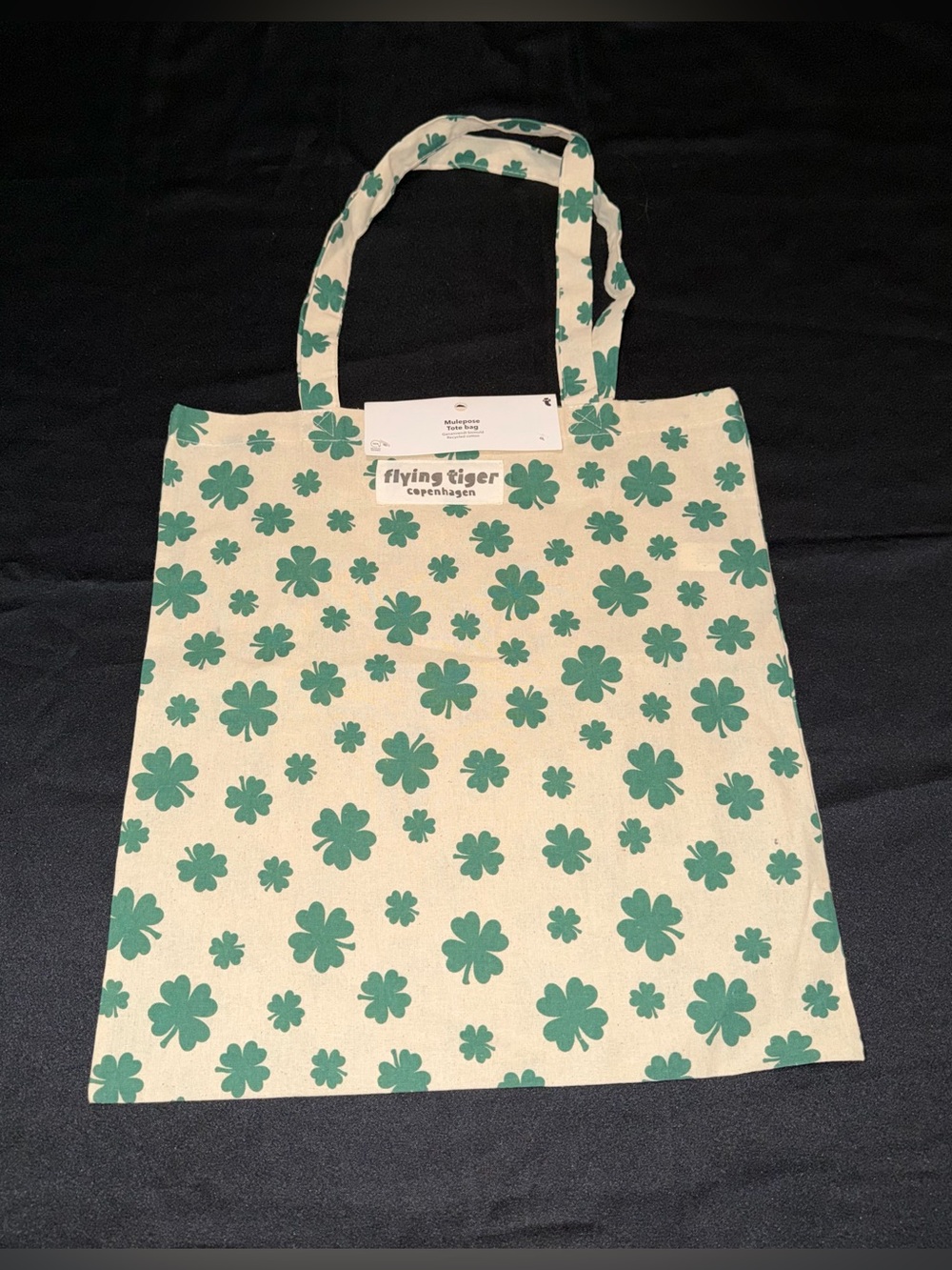 Flying Tiger Copenhagen Clover Print Cotton Tote Bag Eco Reusable